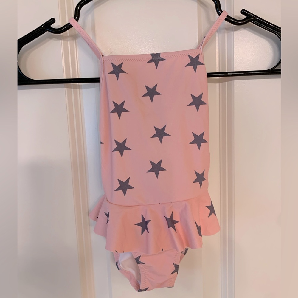 Zara pink swimsuit with grey stars size 12-24 Months